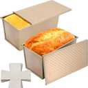 2 Pcs 450g Loaf Pan With Lid and 50 PCS Release Paper, Non-stick Aluminium Alloy Bread Moulds, Suitable for Home Baking, Restaurants and Baking Enthusiasts