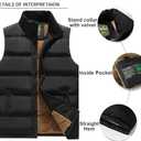 XinYangNi Men's Winter Warm Outdoor Padded Puffer Vest Thick Fleece Lined Sleeveless Jacket (Black, XXL)
