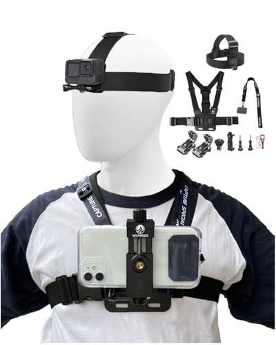 Phone Chest Mount Head Strap Accessories - Vlogging Kit for iPhone,POV Phone Holder Compatible With iPhone 17 Pro Max Plus 16 15 14 - Hands Free Body Camera Mount for Immersive Fishing Video Recording