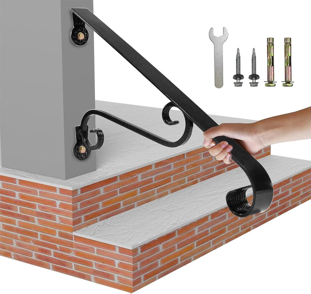 21.7" Outdoor Stair Handrails,1-2 Steps Stairs Rails-Wall Mounted Wrought Iron Hand Railing-Staircase Grab Rail-Heavy Duty Metal Art Handrail for Outdoor Steps-Porch Garage-Anti-Corrosion Carbon Steel 21.7" Outdoor Stair Handrails,1-2 Steps Stairs Rails-Wall Mounted Wrought Iron Hand Railing-Staircase Grab Rail-Heavy Duty Metal Art Handrail for Outdoor Steps-Porch Garage-Anti-Corrosion Carbon Steel