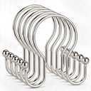 Goowin Shower Curtain Hooks, 12 Pcs Shower Curtain Rings, Stainless Steel Shower Curtain Hangers, Metal Shower Curtain Hooks Rings Rust Proof, Minimalist Shower Hooks for Shower Curtain, Nickel (Minimalism)
