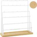 Earring Display for Vendors 6 Tier 42 Hooks Wood Earring Display Rack Holder for Earings Necklaces Rings Bracelets Keychains (White)