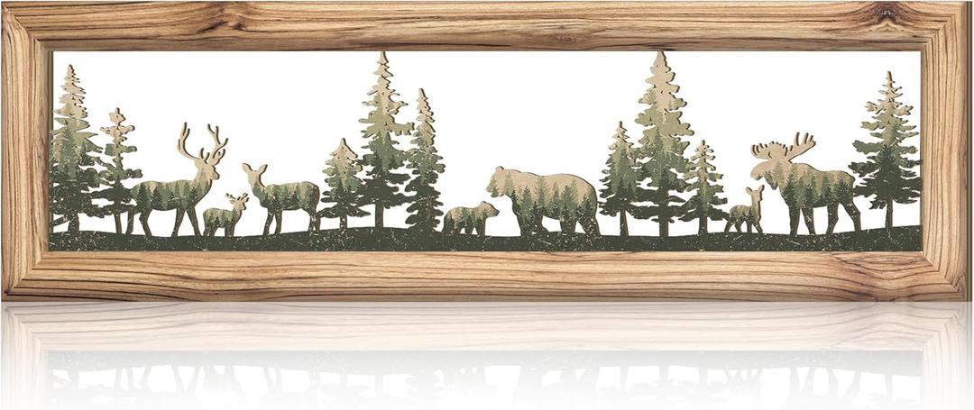 Wesiti Wooden Bear Wall Art 23.6 Inch, Wildlife Metal Rustic Decor