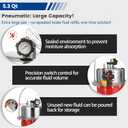 5L Pneumatic Brake Bleeder Kit, Stainless Steel Pressure Brake Bleeder with Gauge, 8 Adapters, Waste Fluid Bottle, One Man Brake Clutch Fluid Change Tool for Cars, Trucks, Motorcycles, ATVs