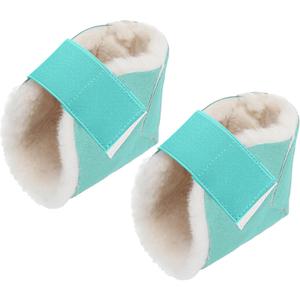 Jeere 2 Pcs Heel Protectors for Pressure Sores Sheepskin Heel Pads Soft Foot Cushions Pad Protectors Adjustable Foot Pillows with Securing Strap for Bed Sore Ankle Ulcers(Teal)