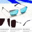 MAXJULI XL Size Extra Large Polarized Sunglasses 151 MM for Big Wide Heads Women Metal Glassess 8815 (Silver+ice Blue)