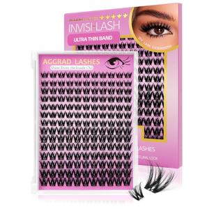 Flora Lash Clusters Kit Short 814mm Wispy Eyelashes Cluster Extension Kit D Curl Individual DIY False Lash Extension Spiky Cat Eye Lashes Fake Eyelashes Clusters with 0.03mm Ultra Thin Wide Band