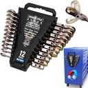 SEDY Premium 12-Piece Metric Flex-Head Ratchet Wrenches Set 8-19mm with Magnetic Organizer, Cr-V Steel Ratcheting Wrench Set with 72 Teeth 180 Flex Head, Ratchet Combination Wrench Set for Repair