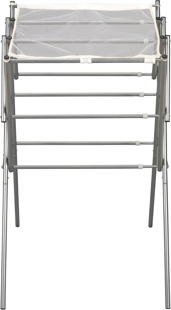 Household Essentials Clothes Drying Rack, Foldable, Expandable and Collapsible Laundry Drying Rack, Silver, 34.5 inches x 20-34.5 inches x 24.5 inches