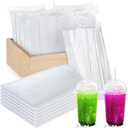 Eaasty 1000 Pcs Disposable Drinking Plastic Straws Bulk, 0.24'' Diameter and 7.87" Long Plastic Long Disposable Drinking Straws (Transparent)