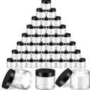SATINIOR 36 Pieces 1 oz Plastic Jars with Lids Wide Mouth Airtight Reusable Container Acrylic Cosmetic Small Jars for Lotions Ointments Travel Toiletries Creams Make up Storage(Black)