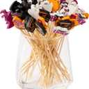 Jiesky 235pcs Halloween Cocktail Picks Halloween Theme cats boo ghosts witch hats pumpkins Bamboo Cocktail Toothpicks Fruit Sticks Sandwich Appetizer Charcuterie Skewers for Halloween Party Supplies