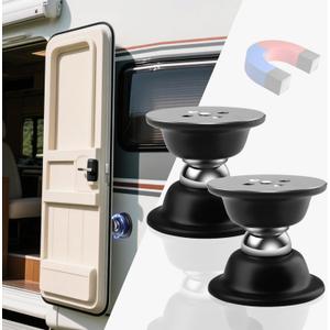 2 x RV Magnetic Door Catch with Strong Magnetic 2 Pack Camper Door Holder for Trailer Motorhome (Black-2 Pack)