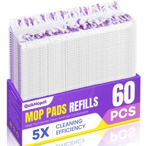 60 Pcs Power Mop Pads for Swiffer PowerMop 500+ Strips Multi-Surface Refill Pad Disposable Spray Mopping Pads Head Refills for Floor Cleaning (Quick-Absorb, No Residue & Disposable)