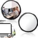 Lusofie 2 Pcs Cubicle Mirror with Supcup, Adjustable Cubicle Mirror to See Behind You, 2.24 Inch Office Desk Mirrors for PC Monitors, Cubicles Walls, Personal Security and Privacy(Black)