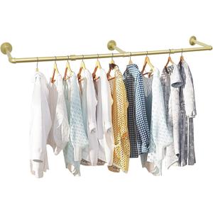Oroonoko 72inch Gold Wall Mounted Clothes Rack, Industrial Pipe Garment Rack Hanging Rod Bar for Closet Storage, Laundry Room Up to Max Load 132lbs(Gold)