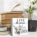 Highland Cow Bathroom Decor, Western Cow Wood Box Signs Desk Shelf Decoration, Western Bathroom Decor, Live Like Someone Left The Gate Open 5x5 Inch