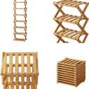 No Assembly Shoe Organizer, Foldable Bamboo Shoe Rack, 9-Tier Space-Saving Free Standing Shoe Storage Shelf for Entryway,Hallway, Closet, Natural Bamboo Finish (Bamboo, 9)