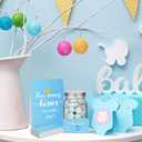 Moukeren 555 Pcs How Many Kisses Game Card Kit How Many Kisses Baby Shower Games Standing Sign Guessing Cards Baby Shower Stickers for Kid Sprinkle Birthday Party, No Candy and Jar (Blue Boy Style)