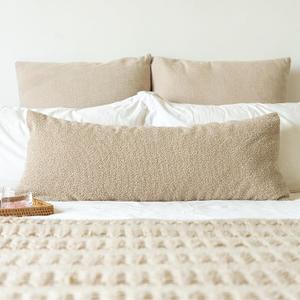 14x36 inch Boucle Lumbar Pillow Cover, Camel Woven Texture Neutral Long Pillow Cover Breathable Cushion Case for Couch Sofa Bed Living Room Home Decor (Cover Only)