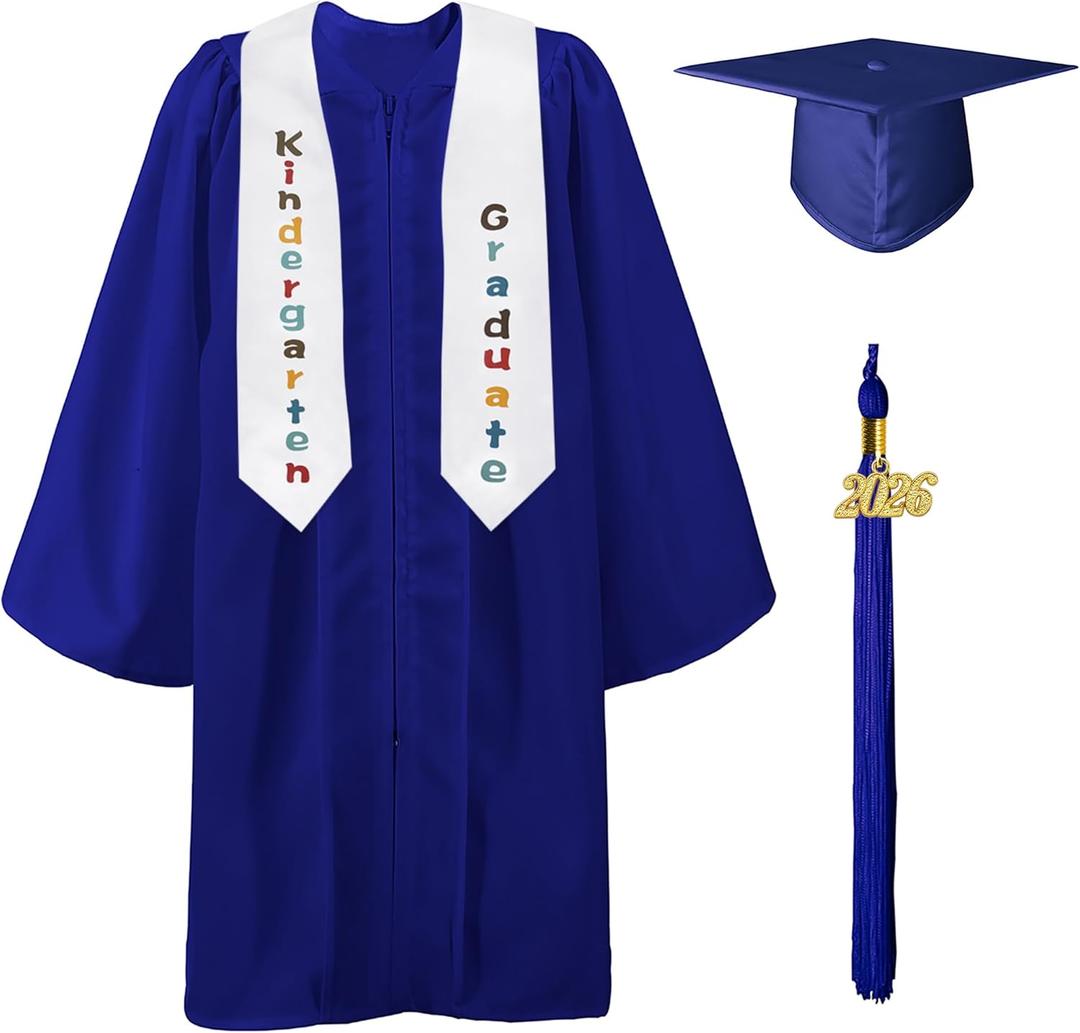 GraduatePro Kindergarten Graduation Cap and Gown Stole Package 2026 Tassel Set for Kids