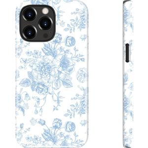 MERRO for iPhone 15 Pro Case - Wireless Charging Compatible - Dual-Layer Hard Shell & Silicone Cover - Protective Phone Case with Cute Wildflower Designs for Women - Azure Blossom