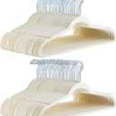 Amazon Basics Slim, Velvet, Non-Slip, Space-Saving Suit Clothes Hangers, Pack of 100, Ivory/Beige