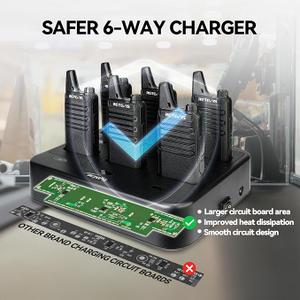 Retevis RT22 Walkie Talkies Rechargeable Hands Free 2 Way Radios Two-Way Radio(6 Pack) with 6 Way Multi Gang Charger