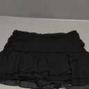 MakeMeChic Women's Tiered Layer Ruched Mesh Sheer Flared Ruffle Hem Summer Y2K Mini Skirts (Medium, Black)