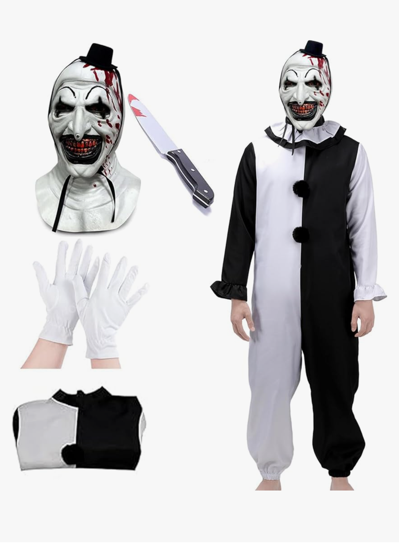 Adult Terrifying Costume Art the Clown Costume Mask Horror Killer Clown Costume Halloween Cosplay Outfits L