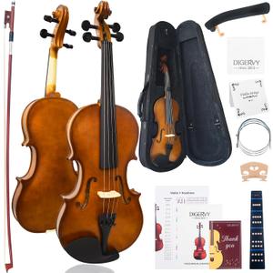 DIGERVY Violin 4/4 Full Size Kit, Violin Fiddle Set for Beginner Adults Students with Rosewood Bow, Violin Case, Shoulder Rest, Extra Strings and Bridge(Plywood, Full)