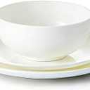 KINGSTONE Bone China Dinnerware Set for 2, 6-Piece Plates and Bowls Set