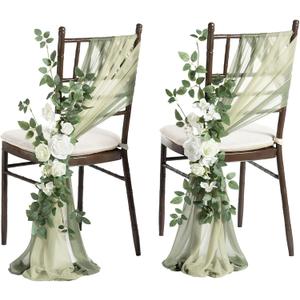 Ling's moment 8 Wedding Chair Decorations Aisle Pew Church Artificial Flowers Greenery Swag White Sage Green Bench Ceremony Reception Floral Faux Backdrop Rose Arrangements Party Outdoor Decorations Ling's moment 8 Wedding Chair Decorations Aisle Pew Church Artificial Flowers Greenery Swag White Sage Green Bench Ceremony Reception Floral Faux Backdrop Rose Arrangements Party Outdoor Decorations