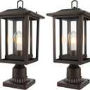 Beionxii Oil Rubbed Bronze Outdoor Post Lights 2 Pack, 19In Lamp Post Light Fixture for Outside with Pier Mount Base, Waterproof Aluminum Housing,ORB Column Mount Light(Hardwired 120V),BXA197-P-2P-ORB, Extra Large