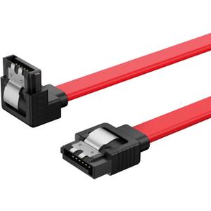 CableCreation SATA III Cable, [2-Pack] 8-Inch/0.6FT SATA III 6.0 Gbps 7pin Female to Downward Right Angle Female Data Cable with Locking Latch, Support for 2.5'' SSD,3.5''HDD Drive, Red