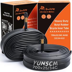 2-PCS 700C Heavy Duty Bike Tubes 700x25C/26C/28C/32C/34C AV4825/34-622 700C Bicycle Inner Tubes Compatible with 700x25C 700x26C 700x27C 700x28C 700x30C 700x32C 700x34C Bike Tire Tubes Schrader Valve
