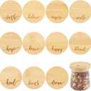 Tessco for you 12 Pieces Yogurt Jar Lids Inspirational Yogurt Bamboo Lids Set with Silicone Sealing Compatible with Oui Jars, Smile Happy Kind Plant(Inspiration Words)