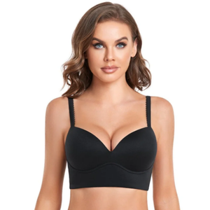 DotVol Women's Plunge Wirefree Pullover Bras Plus Size Comfortable Padded Everyday Bra  Black 36B