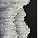 NANKAI Art Hand-painted 3D Ocean Wave Oil painting Natural landscape black and white abstract canvas art Mural Family wall Art Deco 48x24 inches (NKHB159)