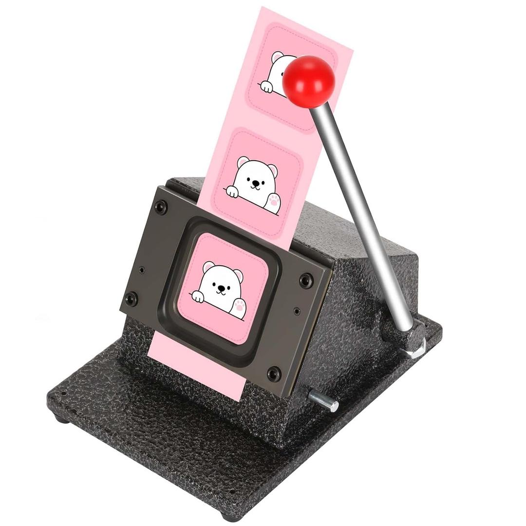 Tonchean Fridge Magnet Paper Cutter 1.97'' x 1.97'' Square Magnet Button 2.4 Paper Cutter Heavy-Duty Square Hole Punch for Fridge Magnets Pin Badge Making DIY Craft