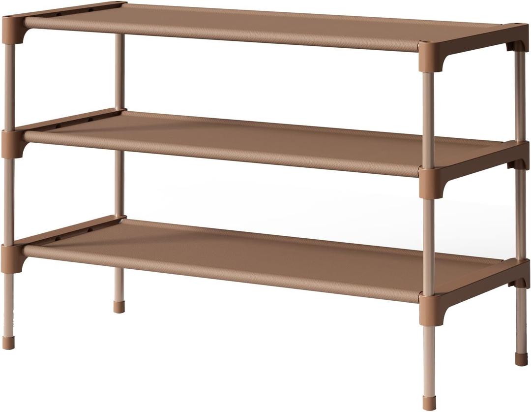 Kitsure Shoe Rack - Premium Non-Woven Shoe Rack Shelf, Shoe Organizer for Closet, Entryway, Garage & Corridor, Sturdy & Durable Long Stackable Shoe Shelves, Medium, Brown