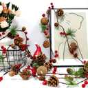 2 PCS Christmas Garland Christmas Pine Cones Berry Decoration Xmas Red Berries Garlands for Christmas Wedding Party Home Kitchen Decoration