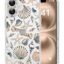 Dibrell for iPhone 16 Case, [Full Camera Protection] [Not Yellowing] [Military-Grade Drop Protection] Cute Clear Slim Shockproof Protective Phone Cover for Women Girls 6.1", Star Shell/Brown