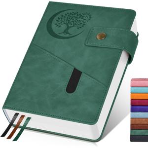 PAIBAS B5 Leather Journal Notebook, 365 Pages Thick Hardcover Lined Journal for Men Women, Large 7.6" x 10" College Ruled Notebooks for Work, School, Travel, Business, Note Taking, Writing Diary (Green)