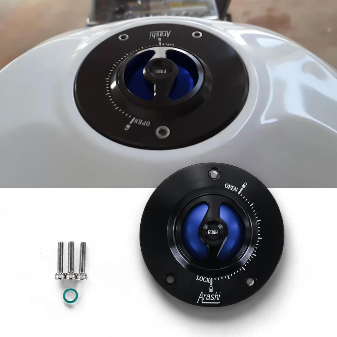 ONE.K.S Motorcycle Fuel Tank Caps Oil Cover Cap Modified CNC Aluminum Covers Fit For SUZUKI GSXR600 GSXR750 GSXR100 GSR600 GSR750 GSX1300 SV650 SV1000 GSF650 1200S 1250BANDIT (Black+Blue)