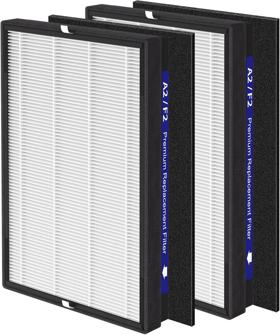 2 Pack A2 F2 True HEPA Replacement Filter Compatible with 3M Filtrete Room Purifier Models FAP-C02-A2, FAP-C03-A2, FAP-T03-A2, FAP-C02WA-G2, FAP-C03BA-G2, FAP-T03BA-G2, FAP-SC02N, Part # 1150101