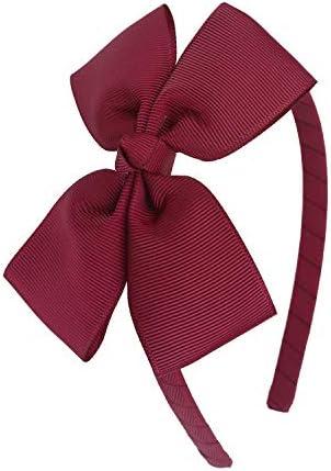 MEEDEE Fashion Burgundy Bow Headband - Big Bow Grosgrain Ribbon Hair Hoop for Girls Toddlers Kids Party Decoration Cosplay Costume Makeup Hair Band