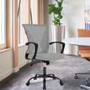 FDW Home Office Chair Mid Back PC Swivel Lumbar Support Adjustable Desk Task Computer Ergonomic Comfortable Mesh Chair with Armrest (Grey), 17d X 22w X 40h in