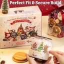 PieceRelax 3D Puzzle Jar 96 Plastic Pieces, Includes Dried Flowers - Phoenix Chan - Purrfect Christmas Party Use Includes Divider as a Pen or Utensil Holder with Wooden Lid [BB1052]