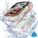 Tensea [2 in 1 for Waterproof Apple Watch Screen Protector Case Series 11/10 42mm Accessories, 360 iWatch Diamond Front Bumper with Glass Film and Back Bumper, Bling Face Cover Women, 42 mm (Iridescent)